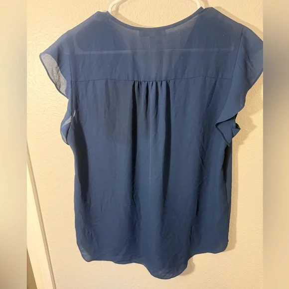 Chaus Women's Deep Blue Flutter Sleeve Blouse - Picture 2 of 4